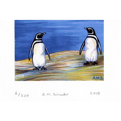 Set of 3 limited edition penguin prints by Annette Schneider