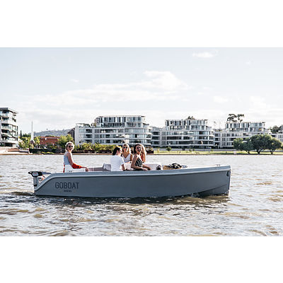 Electric boat hire on Lake Burley Griffin