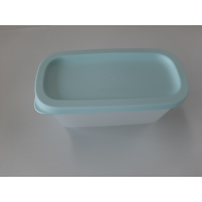 Tupperware picnic eski with water bottles, containers and plates