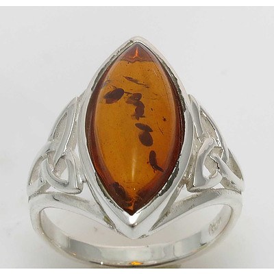 Sterling Silver Ring: Amber