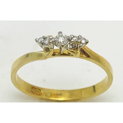 18Ct Gold 5X Diamond Ring