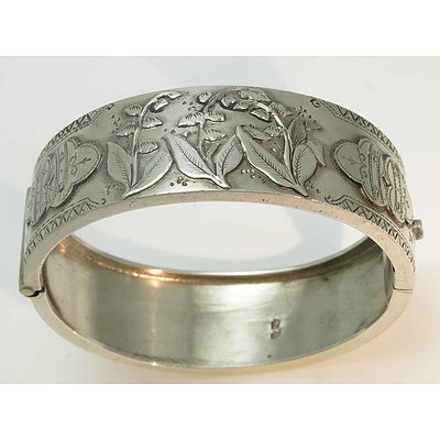Antique Sterling Silver Bangle - Victorian Hall-Marked Sterling Silver