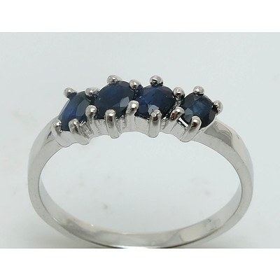 Sterling Silver Ring- Set With 4 Facetted Sapphires