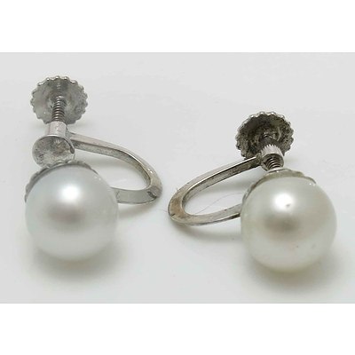 9Ct White Gold Pearl Earrings