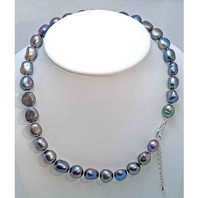 Large Black Fresh-Water Cultured Pearl Necklace