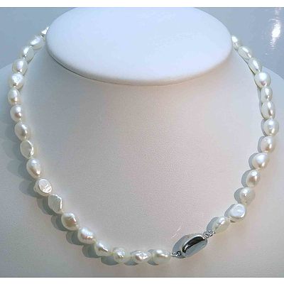 Necklace Of Baroque Fresh-Water Cultured Pearls