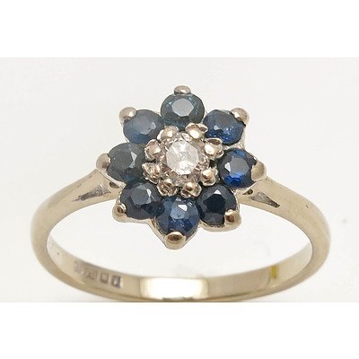 Diamond & Sapphire Halo Ring