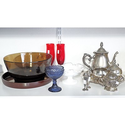 Silver Plate And Glassware As Shown