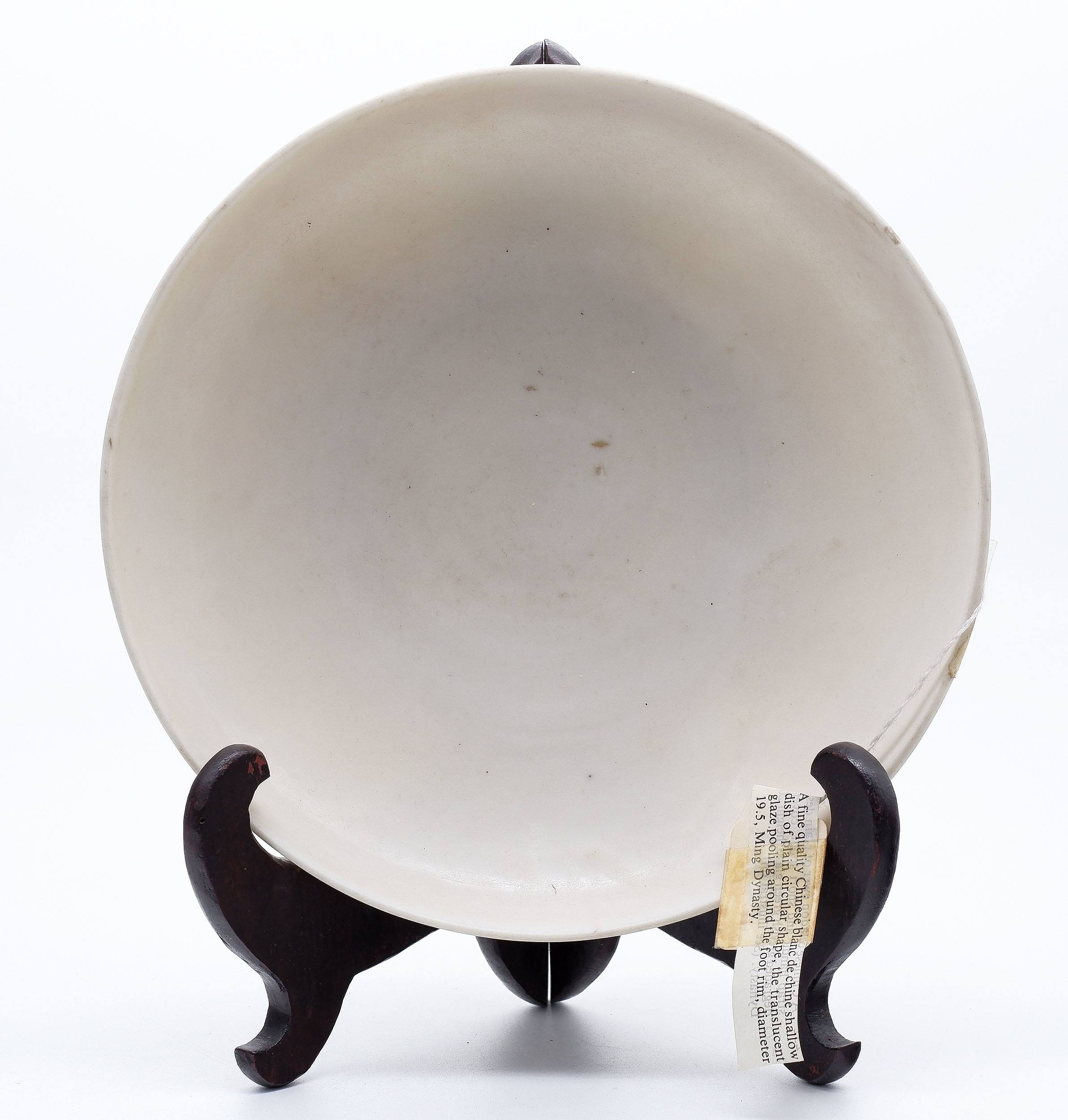 'Chinese Blanc De Chine Porcelain Shallow Dish, Ming Dynasty'