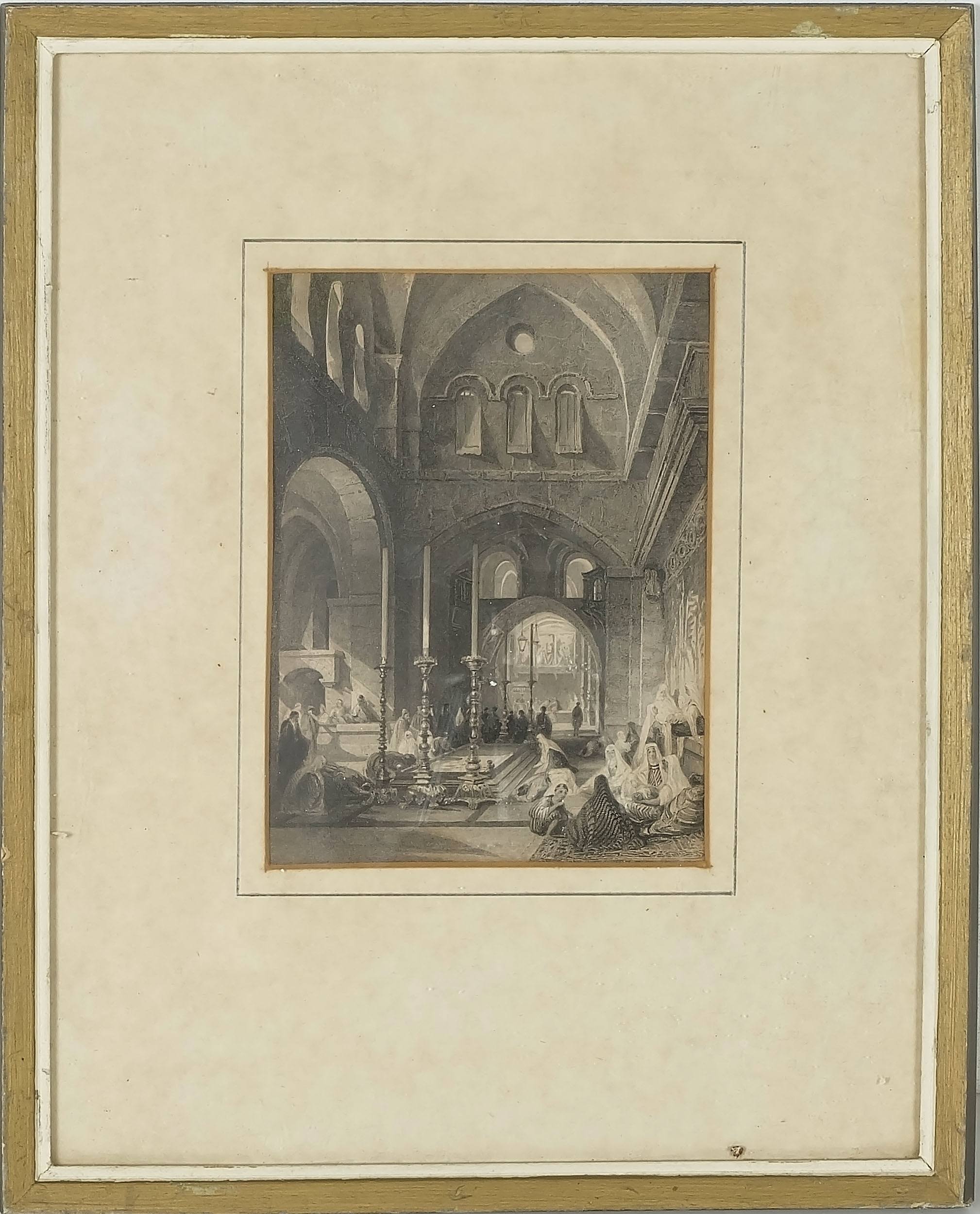 'Thomas Allom (1804-1872) 19th Century Lithograph of the Entrance to the Holy Sepulchre, Jerusalem'