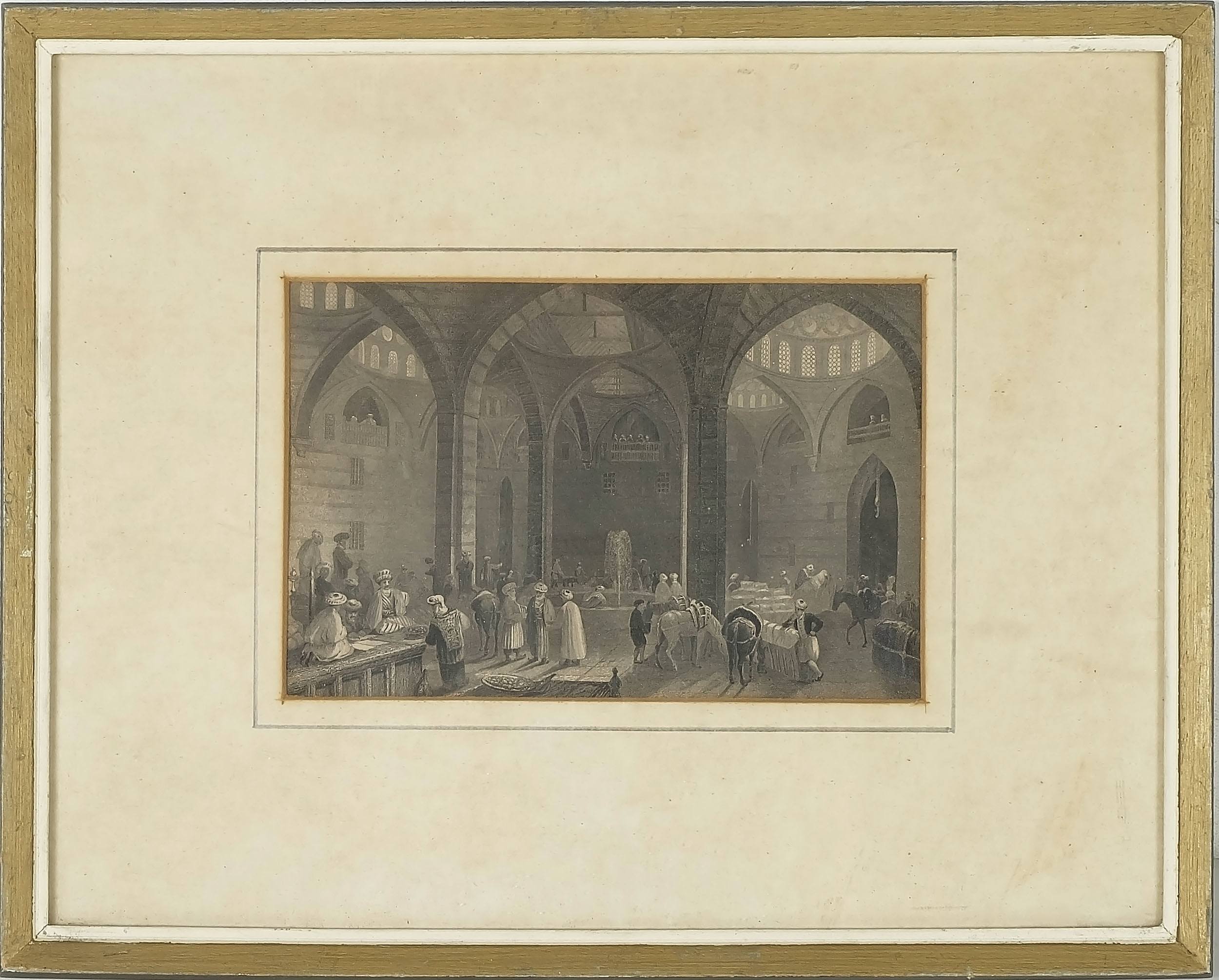 'William Henry Bartlett (1809-1854) 19th Century Lithograph of the Great Khan at Damascus'