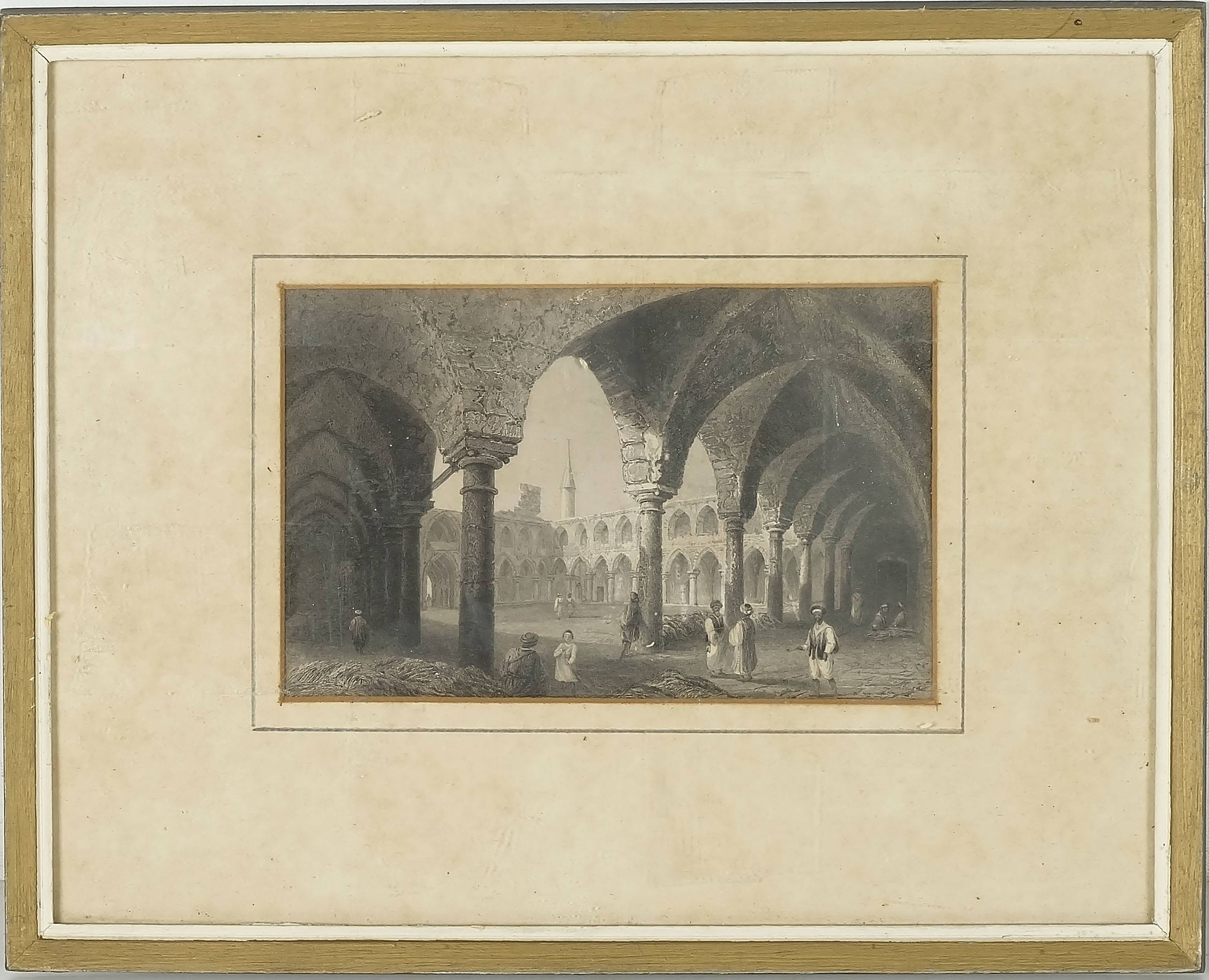 'William Henry Bartlett (1809-1854) 19th Century Lithograph of Ancient Buildings in St Jean DAcre (Acre), Israel'