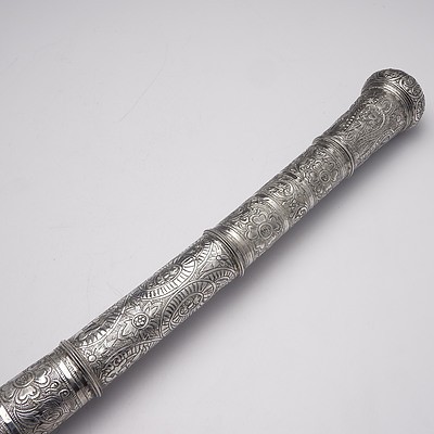 Profusely Engraved Burmese Silver Cased Sword