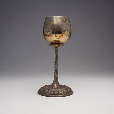 German Art Nouveau Silver Plate Wine Goblet by WMF, Circa 1906