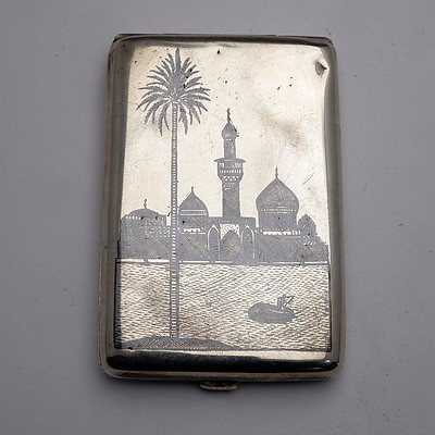 Iraqi Engraved Silver Cigarette Case
