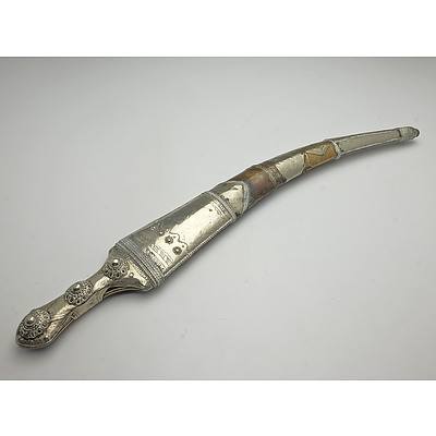 Middle Eastern Silver and Brass Cased Dagger