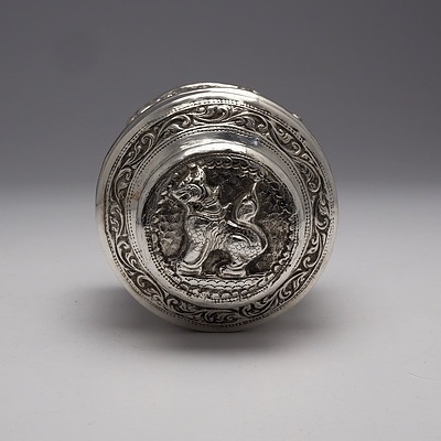 Burmese Heavily Repousse Silver Container, 171g