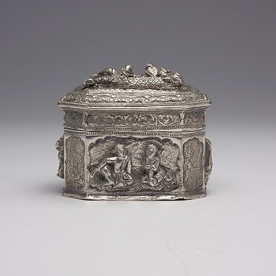 Burmese Heavily Repousse Silver Box, 169g
