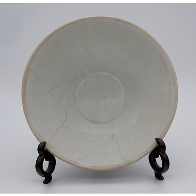 Chinese Qingbai Carved Lotus Bowl, Song Dynasty or Later
