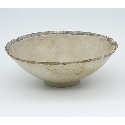 Chinese Dingyao Foliate Rim Bowl, Incised with Lotus, Song Dynasty 12th Century