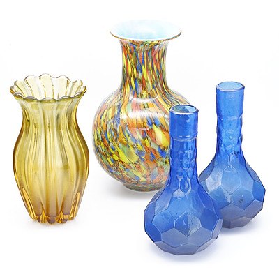 Group of Colored Glass Vases