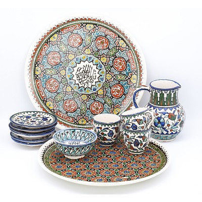 Group of Iznik Style Ceramics, Kutahya and Jordan