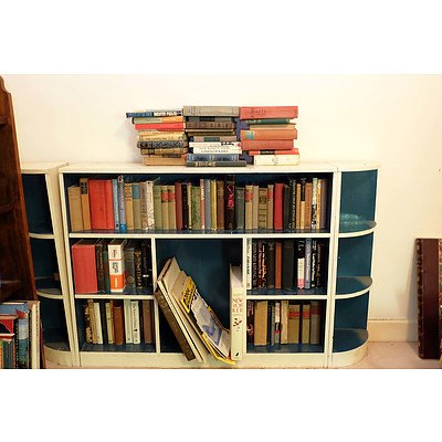 Large Group of Antique and Vintage Books Including Francis Bacon, Walt Whitman, Folio Society, and Three Piece Bookshelf