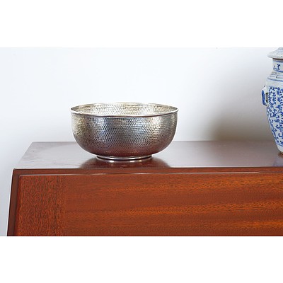 Indian Silver Bowl with Martele Finish, 338g