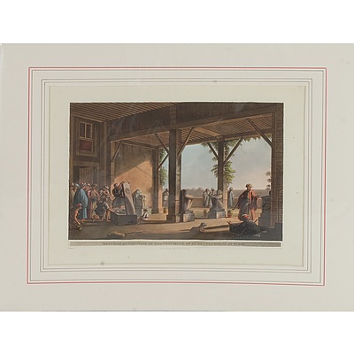 Luigi Mayer (Italian 1755-1803) Egyptian Antiquities in the Vestibule of a Countryhouse at Bulam, Colour Engraving, Circa 1802