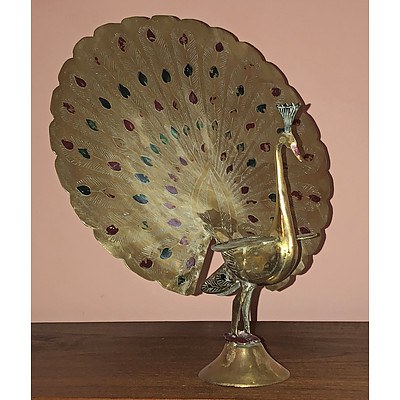 LATE ADDITION, Indian Brass Ornamental Peacock