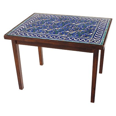 Turkish Iznik Style Glazed Tile Frieze Now Mounted as a Table, 20th Century