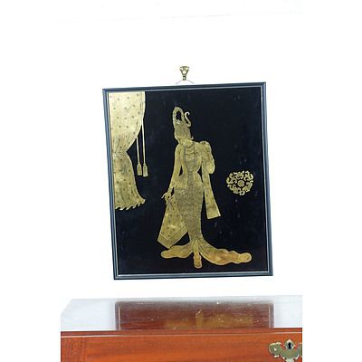 Burmese Gilt Decorated Black Lacquer Panel