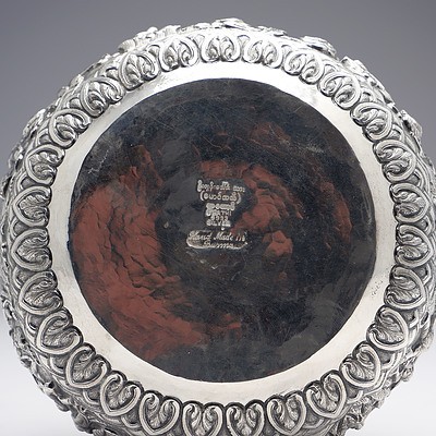 Burmese .9999 Silver Ceremonial Bowl with Heavy Repousse Decoration, 346g