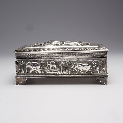 Burmese 950 Silver Heavily Repousse Box with Discrete Inscription From Deputy Prime Minister
