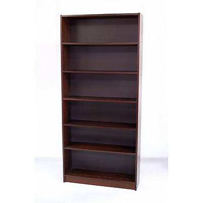 Oak Veneer Open Bookcase with Adjustable Shelves