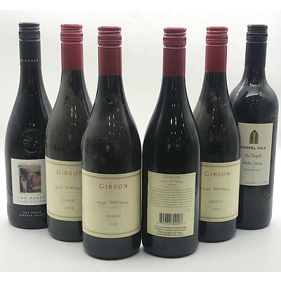 Case of 4x Gibson 2008 The Dirtman Shiraz & 2x Misc Red Wines