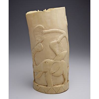 African Carved Ivory Vessel