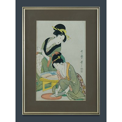 Kitagawa Utamaro (Japanese 1753-1806) Three Woodblocks, 20th Century Editions