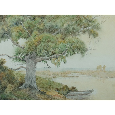 D'HERBOIS Rene Collot (1883-1960) River View with Overhanging Tree