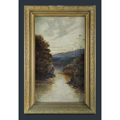 DISTON James Swinton (1857-1940) Two Works, Australian River Gorge & Road to a Farm
