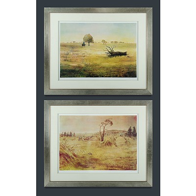 BOYD Arthur Merric Bloomfield (1920-1999) Two Works, 'Cornfield Berwick ' 87/100 & 'Wimmera Landscape (The Reaper)' 54/100