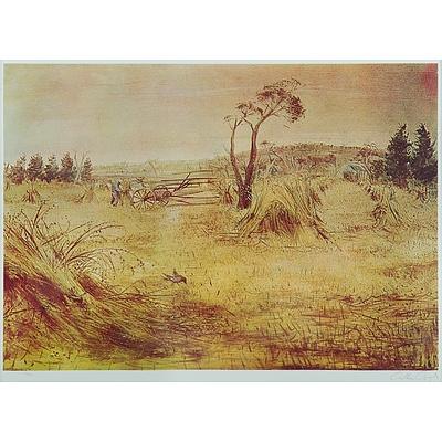 BOYD Arthur Merric Bloomfield (1920-1999) Two Works, 'Cornfield Berwick ' 87/100 & 'Wimmera Landscape (The Reaper)' 54/100