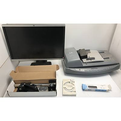 Assorted IT Equipment Including HP 24 Inch Monitor