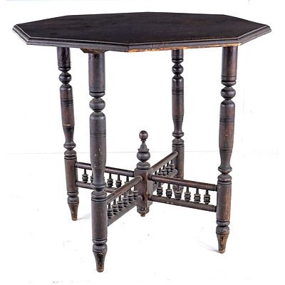 Edwardian Japanned Kauri Pine Octagonal Occasional Table Early 20th Century