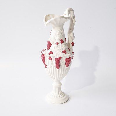 Arnels Ceramic Pitcher With Grape and Vine Motif