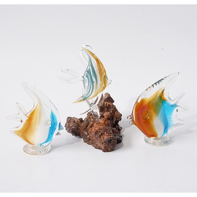 Set Three Art Glass Fish