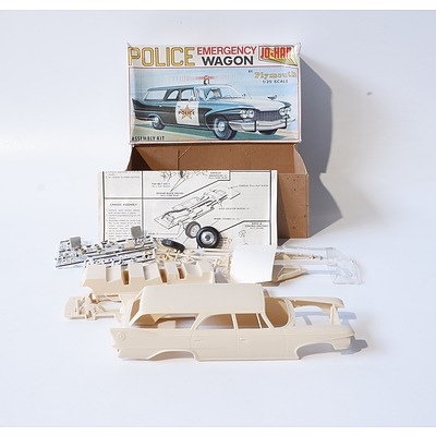 Vintage Jo-Han 1:25 Scale Model of 1960 Plymouth Emergency Police Wagon, Unassembled