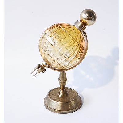 Amber Glass and Brass Globe Decanter