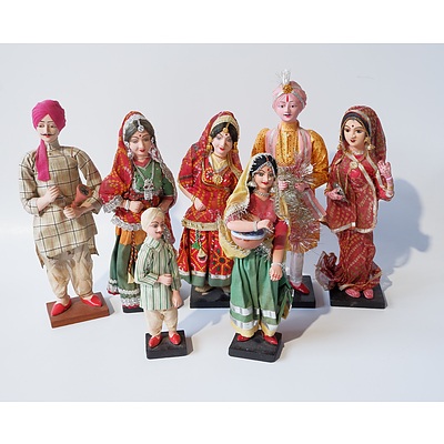 Seven Indian Dolls with Ceramic Faces