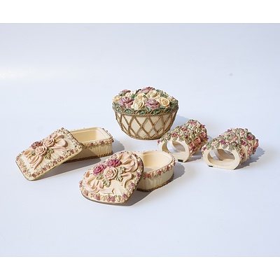 Dezine Hand Painted Resin Trinket Boxes and Napkin Rings